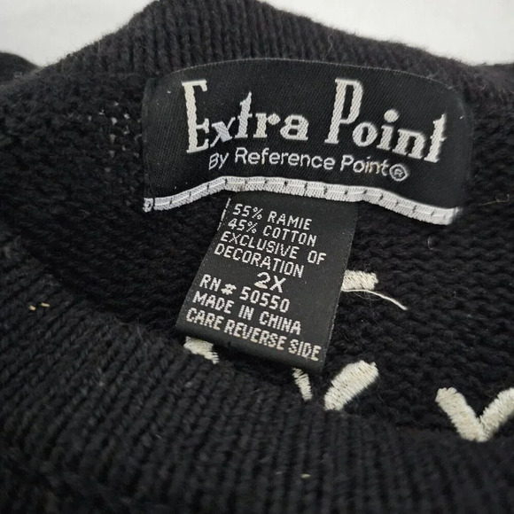 VTG Reference Point Petite Sz 2X Christmas Sweater Black Pullover with Reindeer - Picture 7 of 8